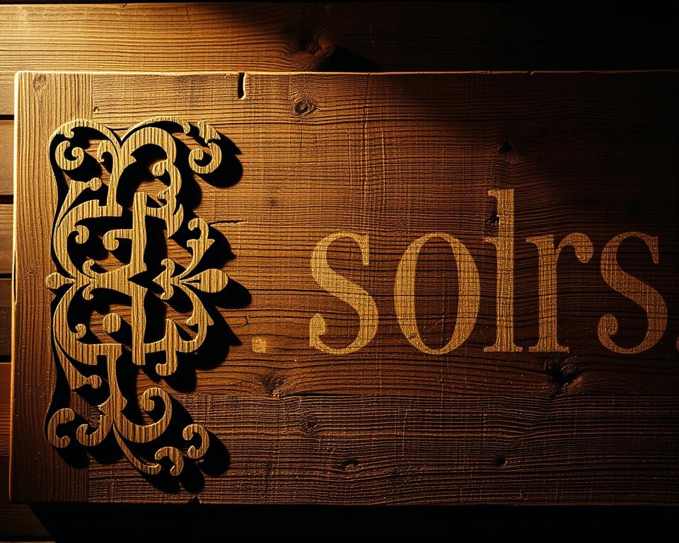 A rustic wooden sign with natural, weathered textures and vintage-inspired patterns. The foreground features an intricate, hand-carved design of overlapping geometric shapes and organic flourishes, with a lightly distressed finish. The middle ground showcases the grain and knots of the reclaimed wood planks, bathed in warm, directional lighting that casts soft shadows. In the background, a subdued, earthy color palette complements the rustic aesthetic, creating an atmospheric, timeless scene. The overall composition exudes a sense of handcrafted charm and timeless charm, reflecting the character of scrap wood crafts. A rustic wooden sign with natural, weathered textures and vintage-inspired patterns. The foreground features an intricate, hand-carved design of overlapping geometric shapes and organic flourishes, with a lightly distressed finish. The middle ground showcases the grain and knots of the reclaimed wood planks, bathed in warm, directional lighting that casts soft shadows. In the background, a subdued, earthy color palette complements the rustic aesthetic, creating an atmospheric, timeless scene. The overall composition exudes a sense of handcrafted charm and timeless charm, reflecting the character of scrap wood crafts.